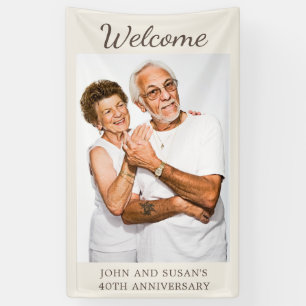 Tan Cream 40th Wedding Anniversary Photo Welcome Banner