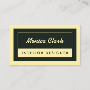 Tan cream and dark green framed business card