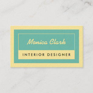 Tan cream and light blue business card
