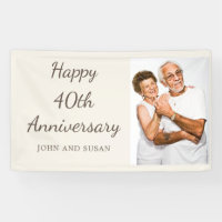 Tan Cream Happy 40th Anniversary Photo