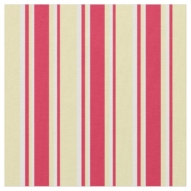 Tan, Crimson, and Light Cyan Pattern Fabric (Close Up)