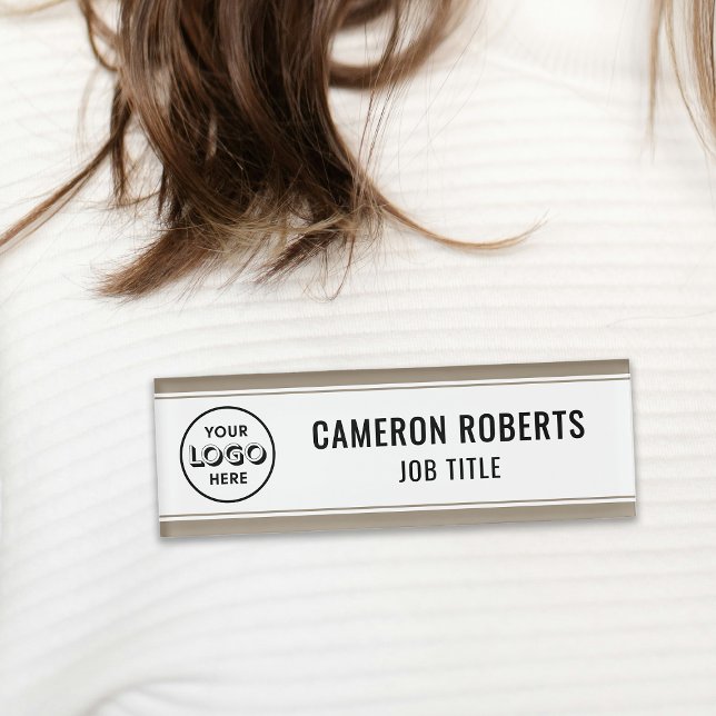 Tan Custom Company Logo Employee Name Tag (Creator Uploaded)