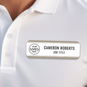 Tan Custom Company Logo Employee Name Tag