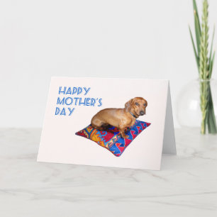 Tan Dachshund Oriental cushion,Happy Mother's Day Card