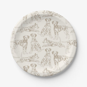 Tan Dalmatian Dogs Paper Plate