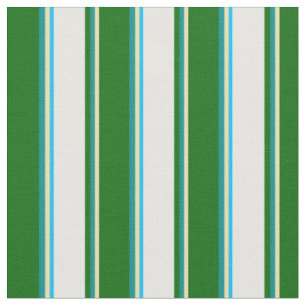 Tan, Dark Cyan, Dark Green, White & Deep Sky Blue Fabric