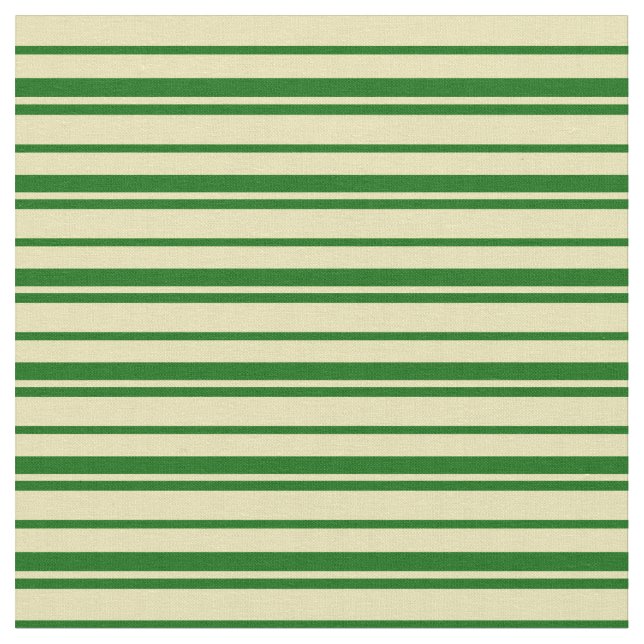 Tan & Dark Green Coloured Striped/Lined Pattern Fabric (Close Up)