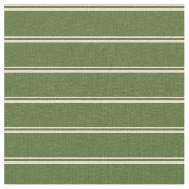 Tan & Dark Olive Green Coloured Lines Fabric (Close Up)