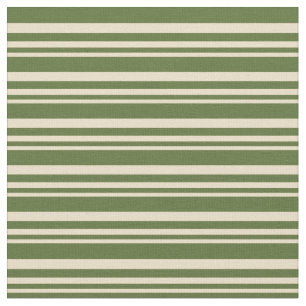 Tan & Dark Olive Green Lines Pattern Fabric
