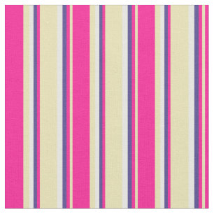 Tan, Deep Pink, Dark Slate Blue & Mint Cream Fabric