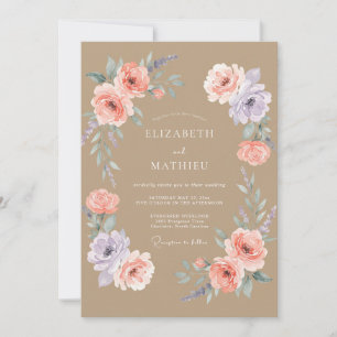 Tan Delicate Rustic Wedding Invitation