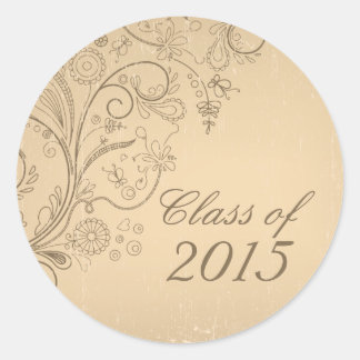 Tan distressed floral swirls graduation stickers