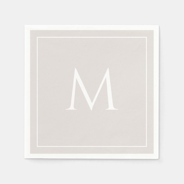 Tan elegant monogram initial napkins (Front)