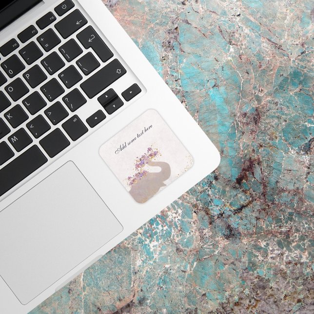 Tan Elephant Dreamy Boho Chic Scrapbooking Square Sticker (Creator Uploaded)