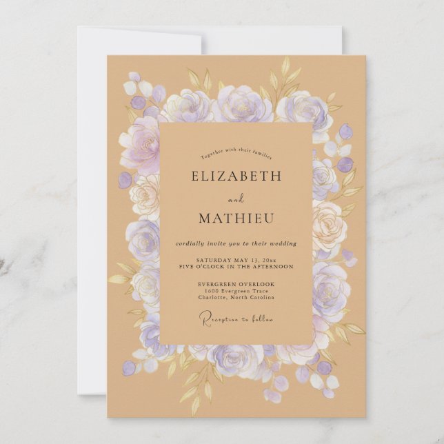 Tan Ethereal Romantic Wedding Invitation (Front)