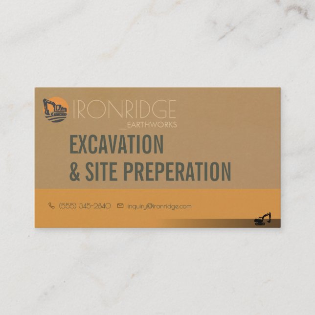 Tan Excavation Site Preparation Business Card (Front)
