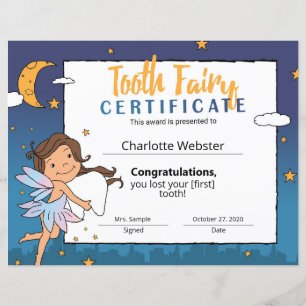 Tan Fairy Clip Art First Lost Tooth Certificate