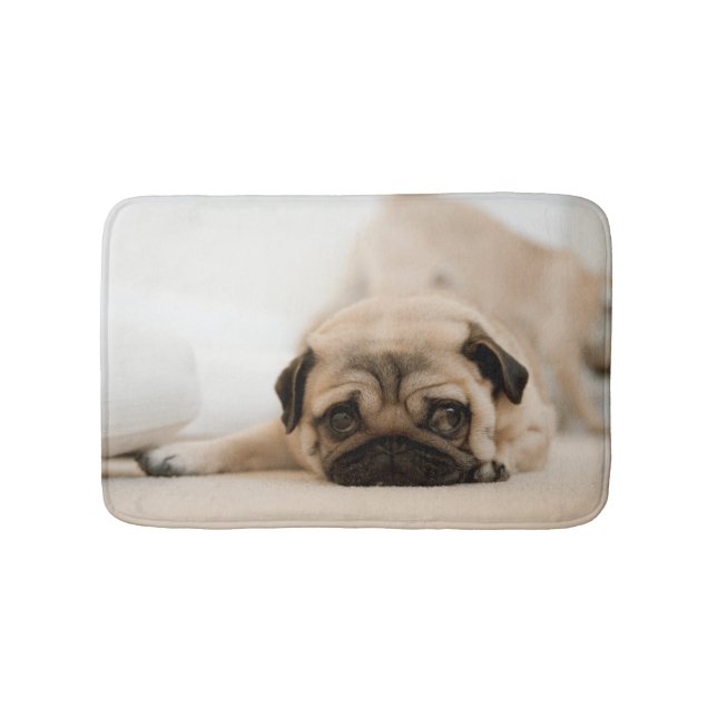 Tan Female Pug Bath Mat (Front)