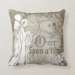 Tan Floral Once Upon a Time Pillow