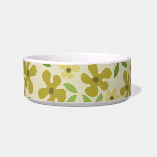 Tan Flower Cat Water Bowl (Front)