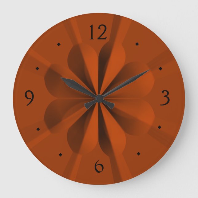 Tan Flower Design in Relief>Patterned Wall Clocks (Front)