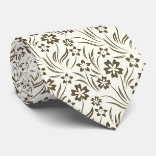 Tan Flowers Neck Tie