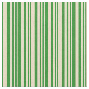 Tan & Forest Green Stripes Fabric