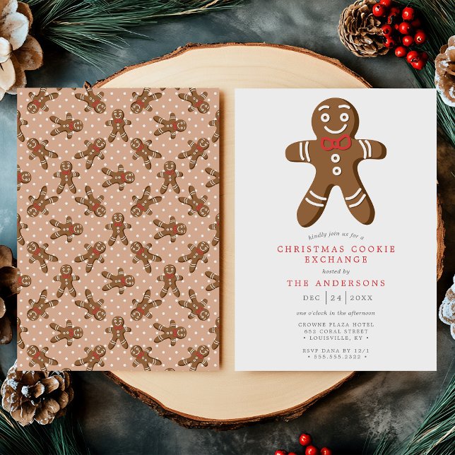 Tan Gingerbread Man Cookie Exchange Christmas Invitation (Creator Uploaded)