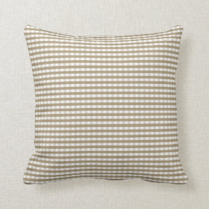 Tan Gingham Pattern Cushion