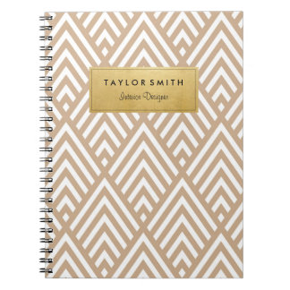 Tan & Gold Chevron Pattern Notebook