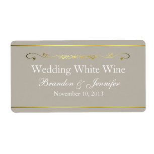 Tan & Gold Custom Wedding Mini Wine Labels