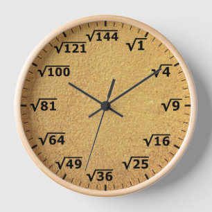 Tan Gold Square Root Clock Math Mathematics Clock