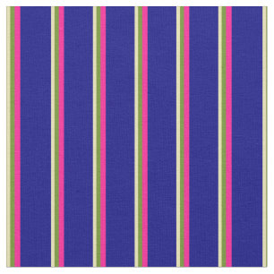 Tan, Green, Deep Pink, and Blue Stripes Fabric