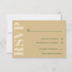 Tan & Green Wedding RSVP Card