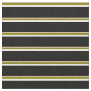 Tan, Green, White & Black Lines/Stripes Pattern Fabric