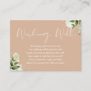 Tan Greenery Floral Wishing Well Wedding Enclosure Card