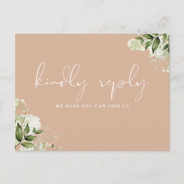 Tan Greenery Song Request RSVP Postcard (Front)