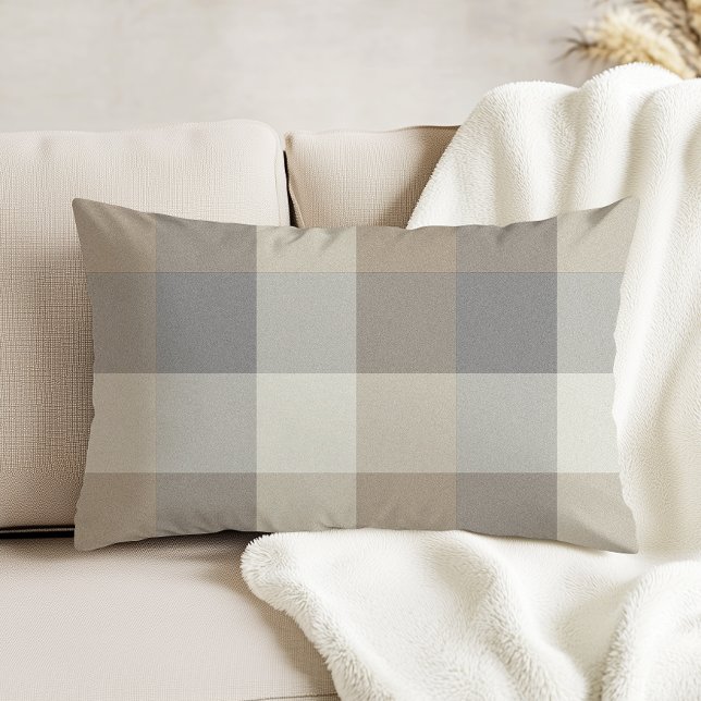 Tan, Grey, and Ivory Plaid Neutral Decorative Cushion (Creator Uploaded)