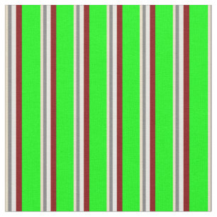 Tan, Grey, White, Maroon & Lime Stripes Pattern Fabric