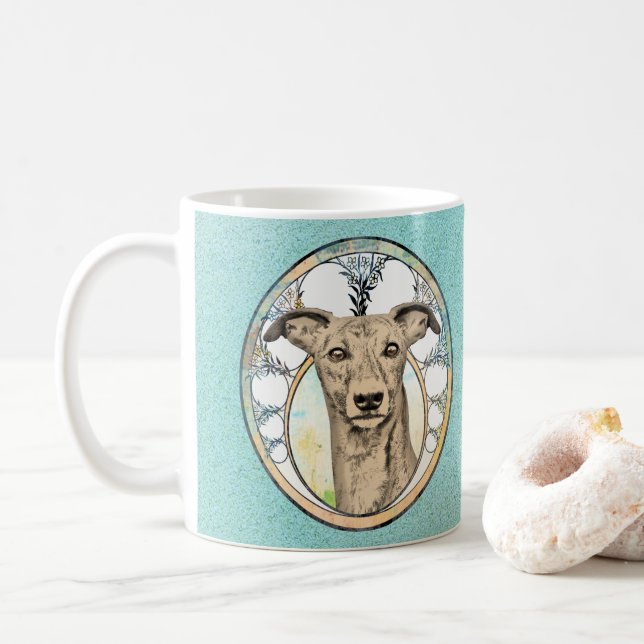 Tan Greyhound Coffee Mug (With Donut)