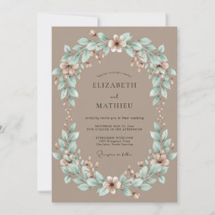 Tan Harmonious Rustic Wedding Invitation