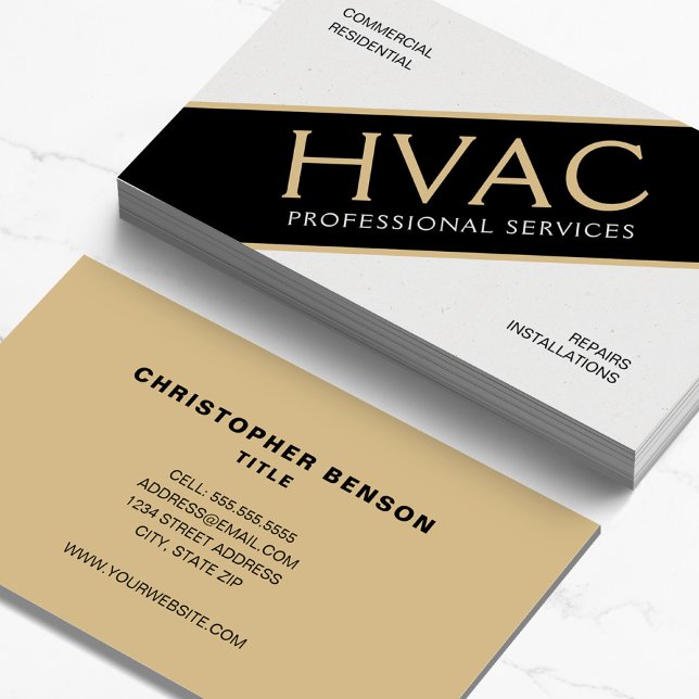 Tan Heating Cooling HVAC Business Card (Creator Uploaded)