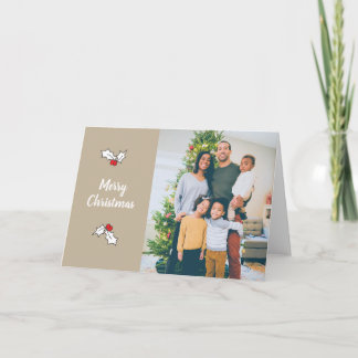 Tan Holly Berries Digital Photo Christmas Cards