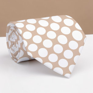 Tan Jumbo Polka Dots Custom Necktie