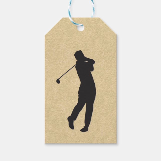 Tan Leather Golf Design Gift Tags (Front)