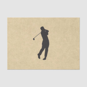Tan Leather Golf Design Tissue Paper