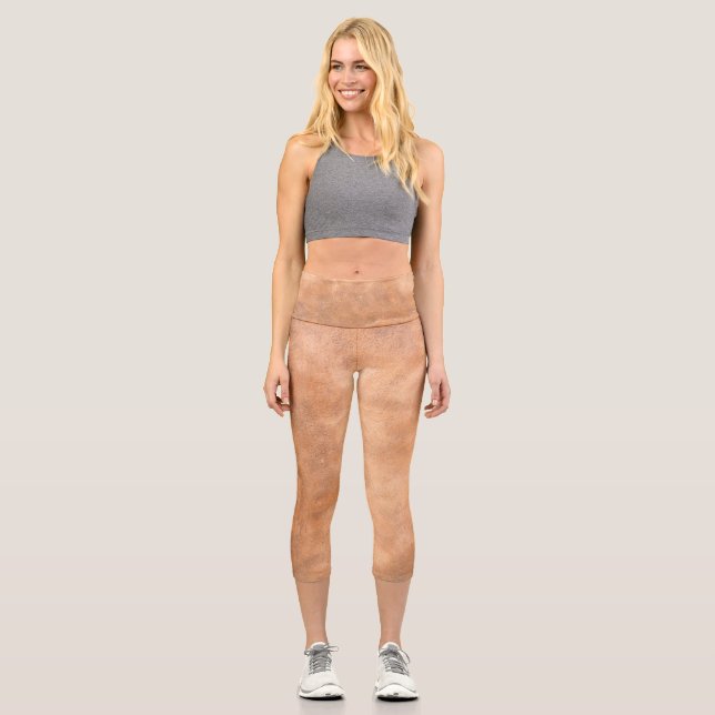 Tan leather look capri leggings (Front)