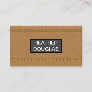 Tan Leather   Seems Stitched Business Card
