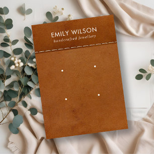 TAN LEATHER TEXTURE 2 STUD EARRING DISPLAY CARD