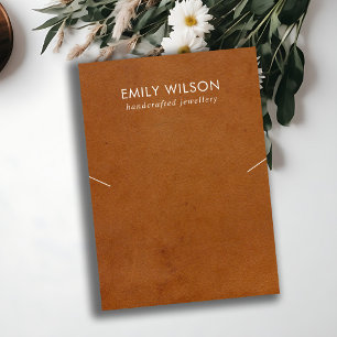 TAN LEATHER TEXTURE NECKLACE BRACELET DISPLAY CARD